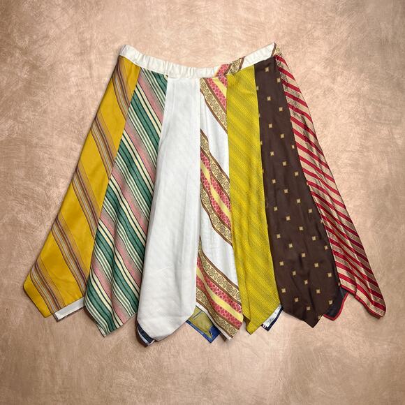 Not Listed Dresses & Skirts - Vintage 70s Handmade Neck Tie Patchwork Skirt Multicolor Novelty Boho Maximalist